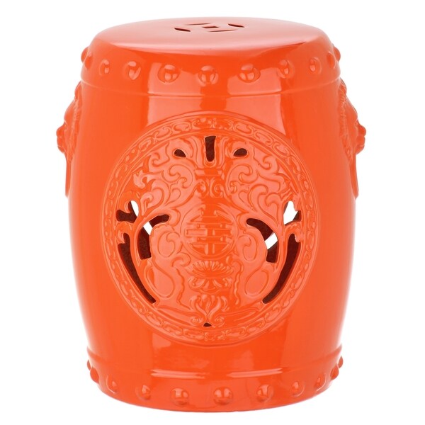 SAFAVIEH Dragon Coin Orange Ceramic Decorative Garden Stool