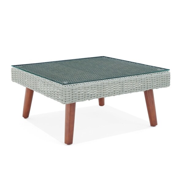 Bayden Grey Allweather Wicker Square Coffee Table with Glass Top by Havenside Home