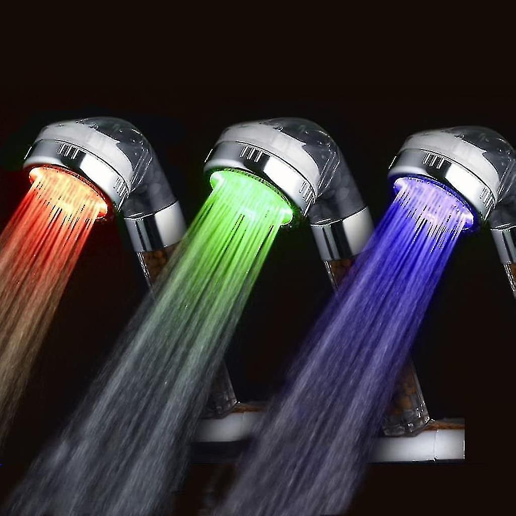 Led Hand Shower Water-saving Shower Head Temperature 3 Color Changing Shower Head With Fliter - Larg