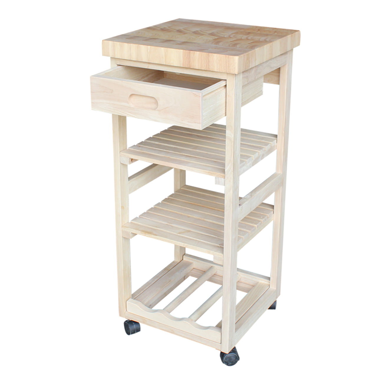 International Concepts Unfinished Kitchen Cart Trolley