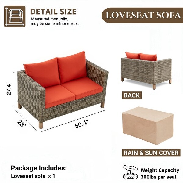 50.4'' Wicker Outdoor Patio Sofa with Cushions