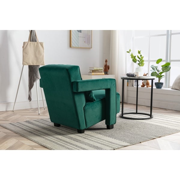 Velvet Open Back Upholstered Armchair with Pillow