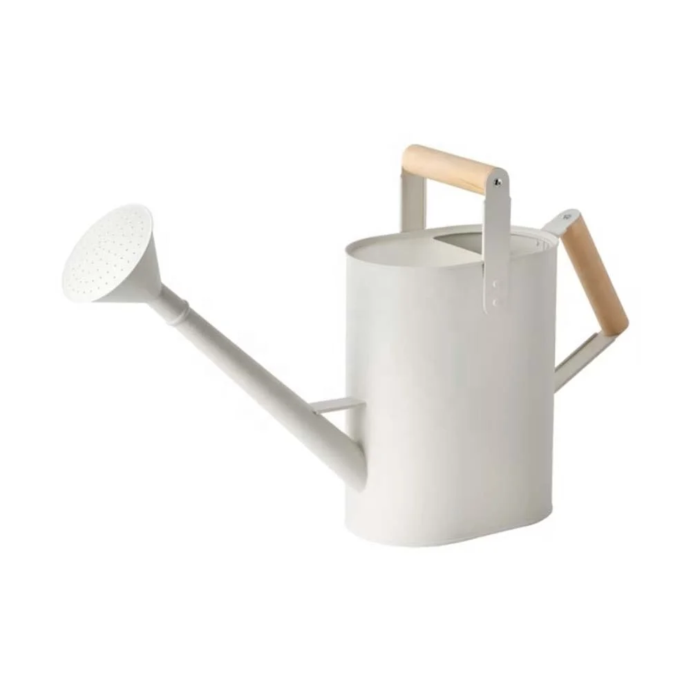 Buy Pure handmade White Watering Can Indoor Outdoor Pot for Home Gardening Plants Watering Wooden Handle made with fresh metal