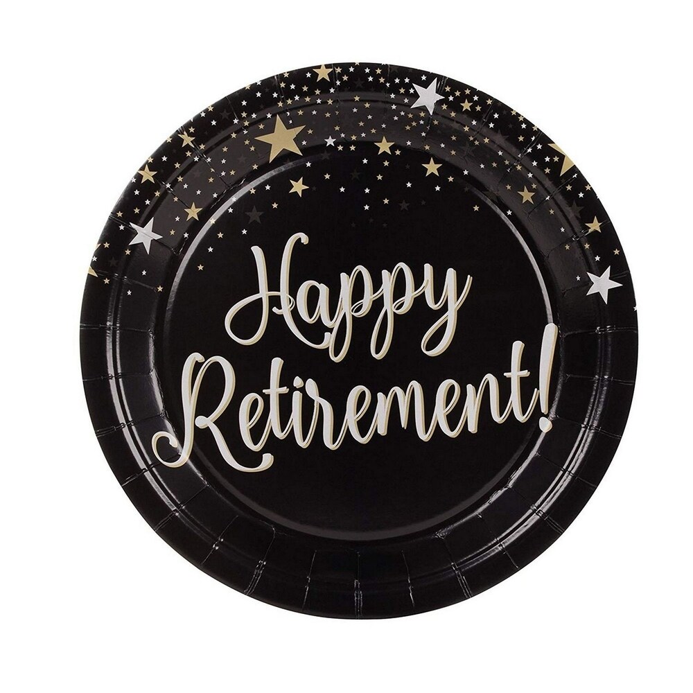 24 Set Happy Retirement Party Supplies Knives Spoons Forks Plates Napkins Cups
