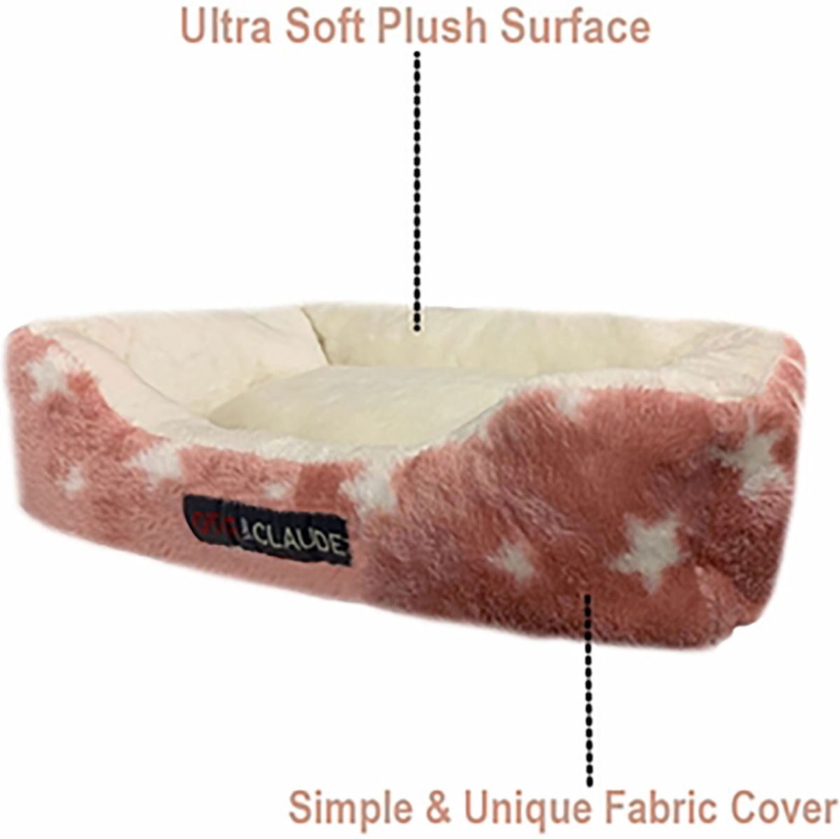 Otis and Claude Coral Velvet Cat and Dog Bed， Pink