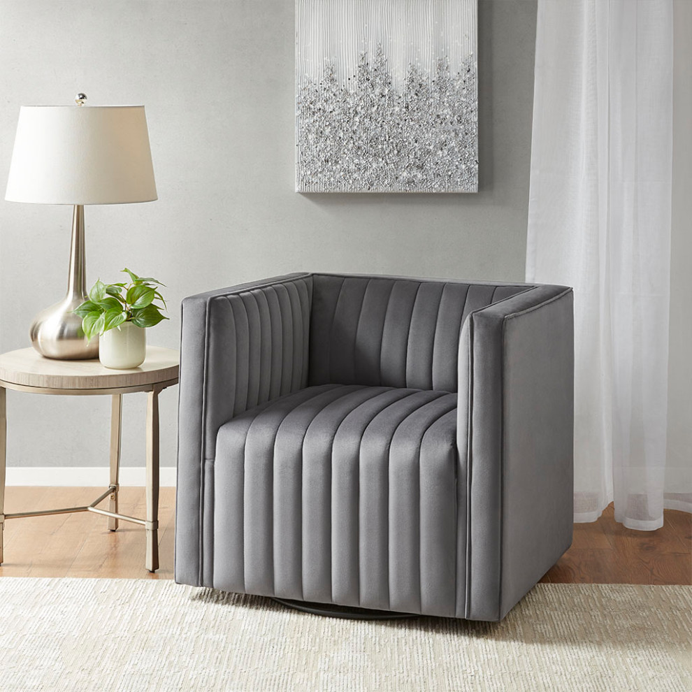 Madison Park Sikora Swivel Chair With Gray Finish Mp103 1186   Transitional   Armchairs And Accent Chairs   by Olliix  Houzz