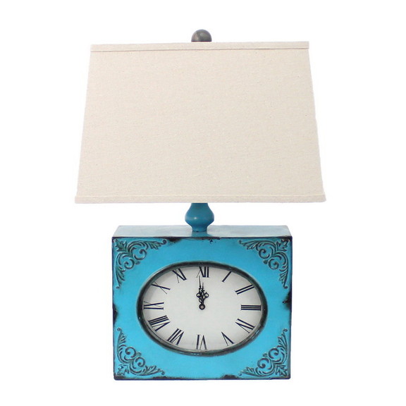 Benjara BM217250 Clock Design Metal Table Lamp wit...