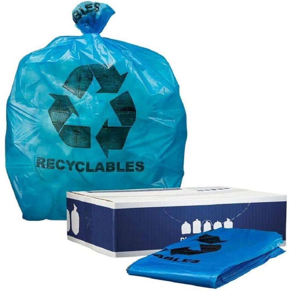 Plasticplace 12-16 Gal. Blue Recycling Bags with Symbol (Case of 250) H-RBL31LOGO