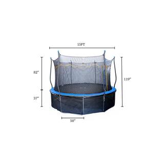 Kinertial 15 ft. Trampoline with Dual Enclosure Net Heavy-Duty Jumping Mat and Foam Padded Springs ASTM Approved 850008244551