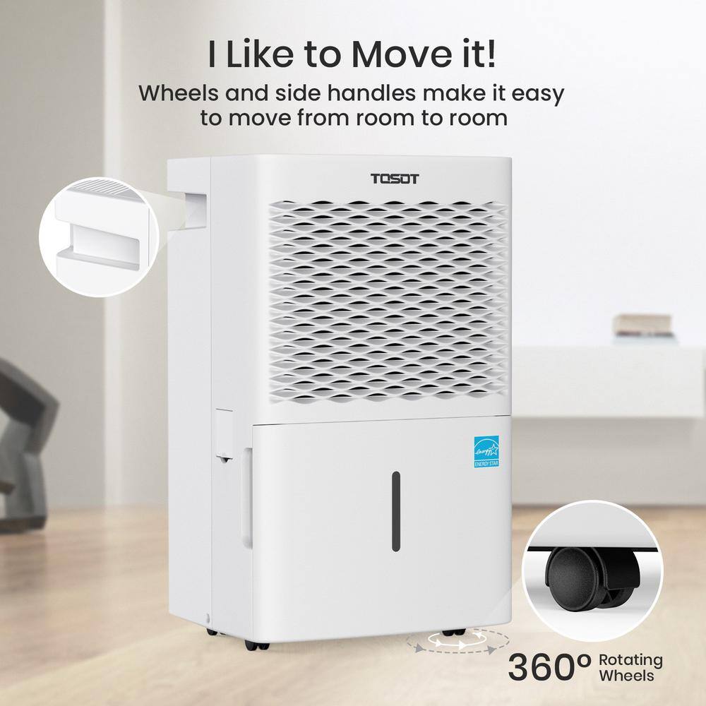 Tosot 50-Pint Capacity 4500 sq.ft. Energy Star Dehumidifier for Home Basement Bedroom or Bathroom 50 Pint