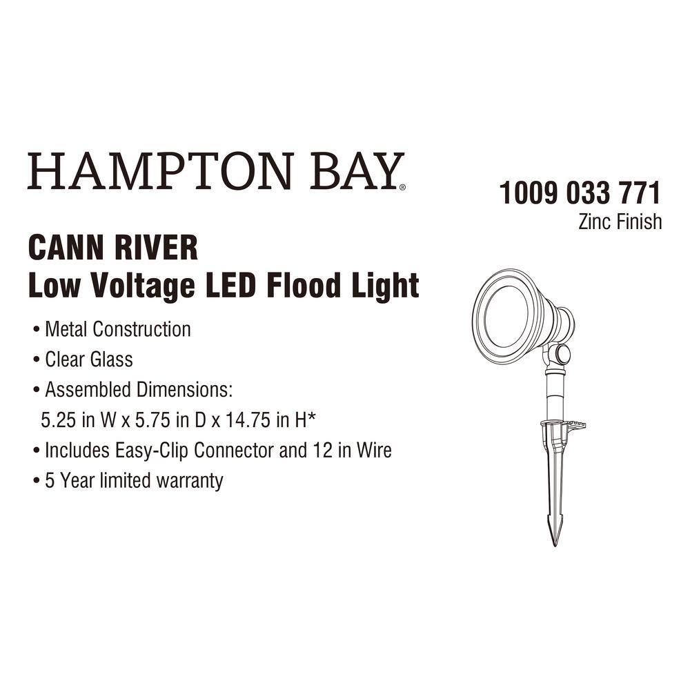 Hampton Bay Cann River Low Voltage Silver Low Voltage Hardwired Landscape Flood Light with Integrated LED and Adjustable Lamp Head HSP5101LX-02ZC