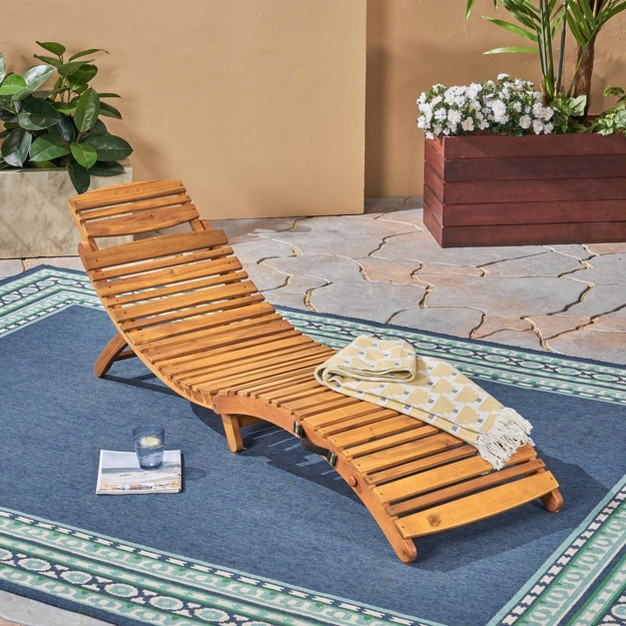 Lahaina Acacia Wood Foldable Chaise Lounge Christopher Knight Home