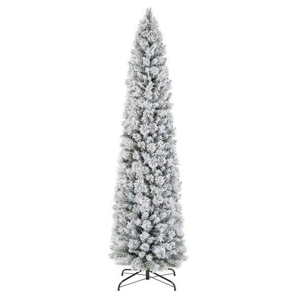 Costway 4.5 FT/6FT/7FT PreLit Slim Christmas Tree Flocked Decoration