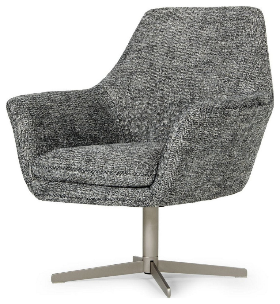 Benzara BM279524 Modern Lounge Accent Chair  Fabric  Swivel Base  Dark Gray   Contemporary   Armchairs And Accent Chairs   by Uber Bazaar  Houzz