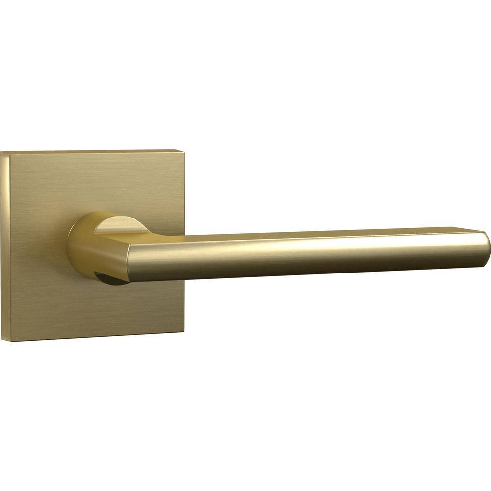 DELANEY HARDWARE Bravura Charlotte 939-7 Solid Brass Privacy (BedBath) Door Lever Satin Brass w square plate BV939-753