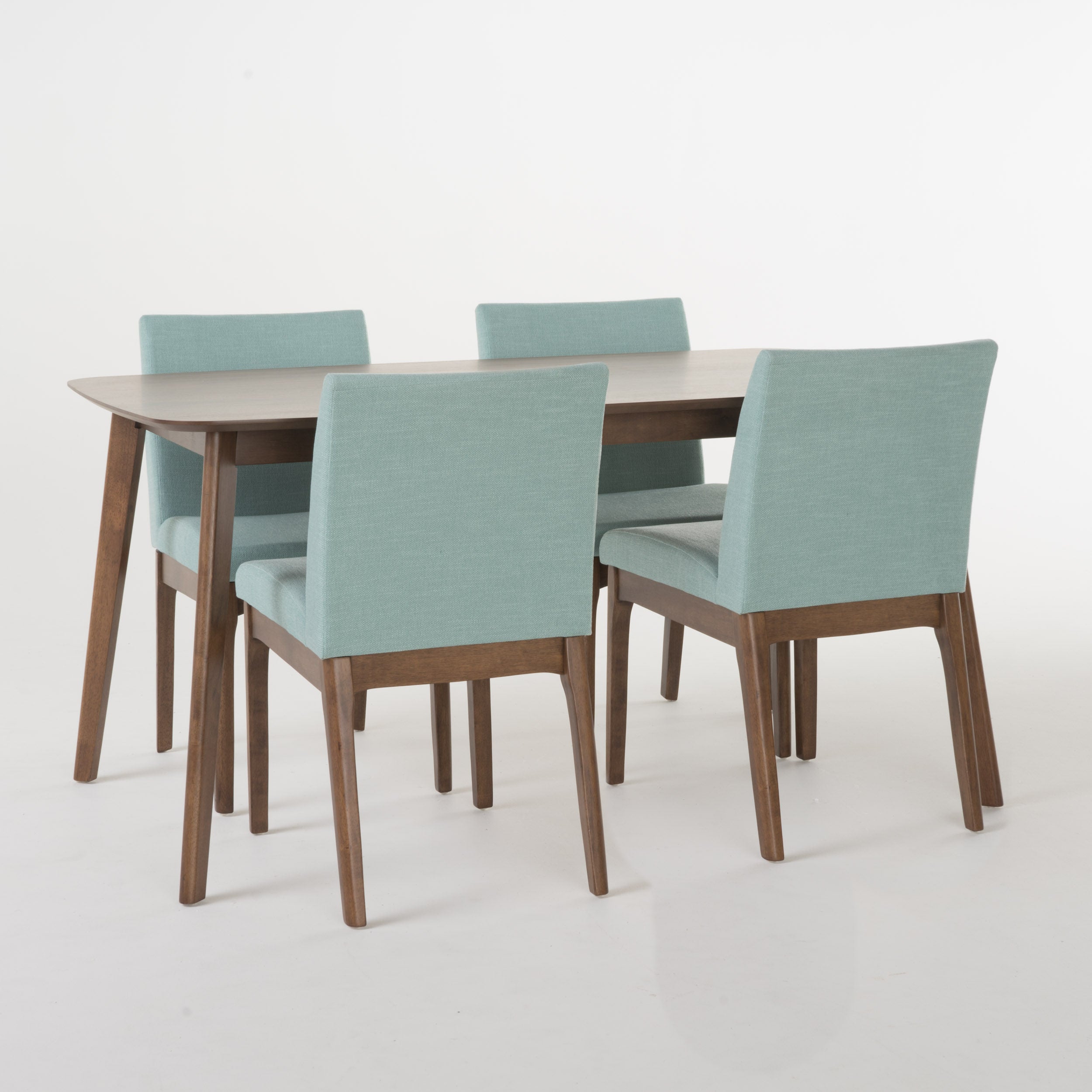 Katherine Mid Century Fabric & Wood Finish 5 Piece Dining Set