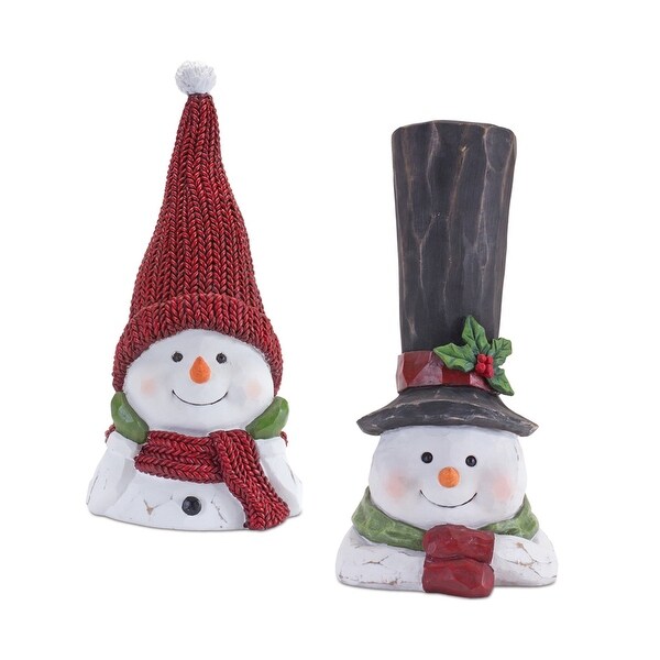 Tall Hat Snowman Shelf Sitter (Set of 2)