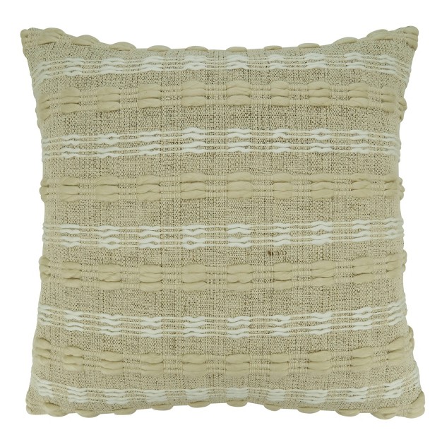 Oversize Woven Striped Design Square Throw Pillow Cover Natural Saro Lifestyle