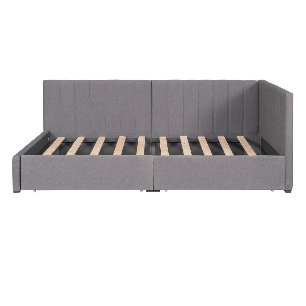 Twin Size Upholstered Daybed with 2 Storage Drawers Twin Size Sofa Bed Frame