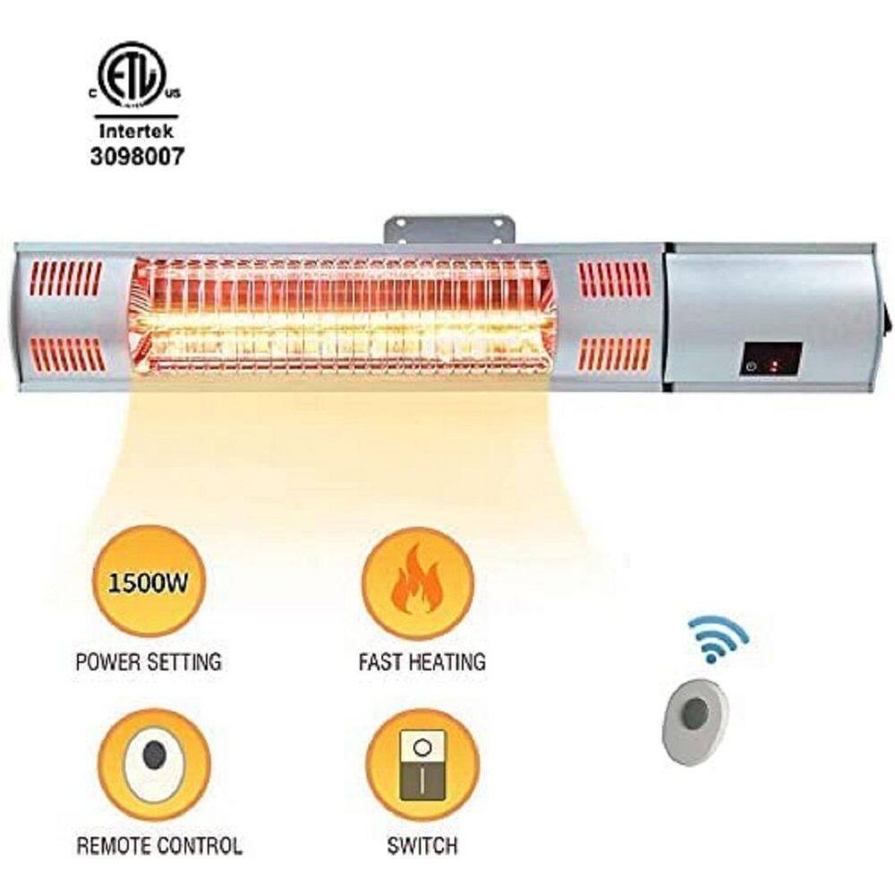 1500-Watt Super Quiet Wall-Mounted Sliver Electric Heaters with Remote Control AM1121C-207