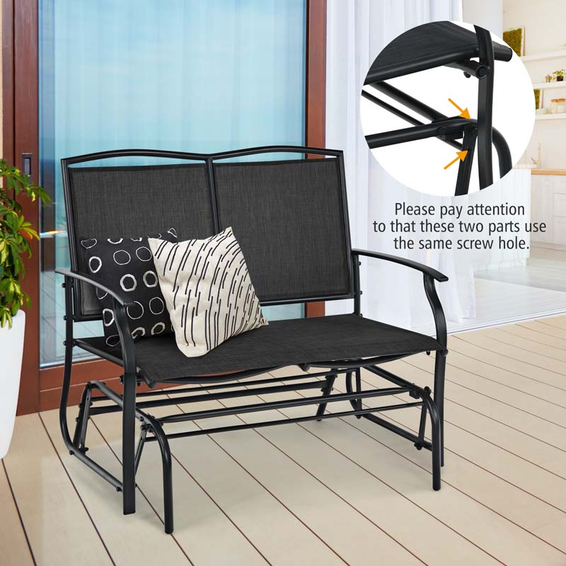 Weatherproof 2-Person Patio Swing Glider Bench Outdoor Rocking Lounge Chair Loveseat Rocker