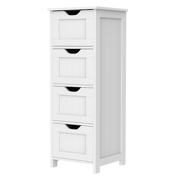 Topeakmart 4 Drawers Free Standing Floor Bathroom Cabinet White