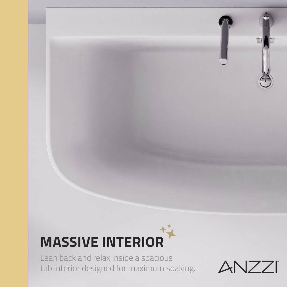 ANZZI Bank 65 in. Acrylic Flatbottom Non-Whirlpool Bathtub with Deck Mounted Faucet in White FT-FR112473CH