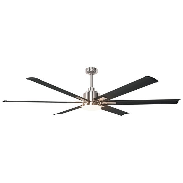 Modern 72-inch 6-Blade Brushed Chrome Ceiling Fan with Light and Remote Control - 72-in W x 17.8-in H Shopping - The Best Deals on Ceiling Fans | 36536873