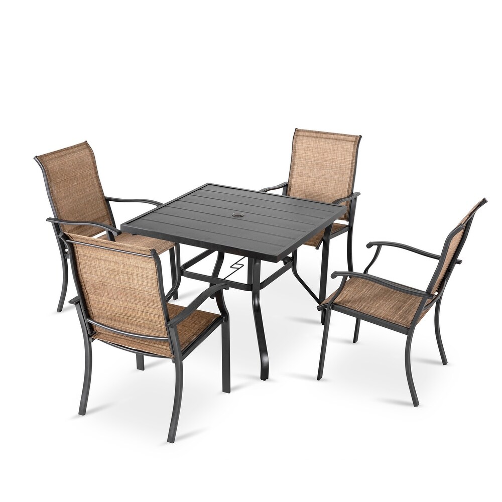 Outdoor 5 Piece Dining Set  Textilene Fabric  Powder coated Iron Frame