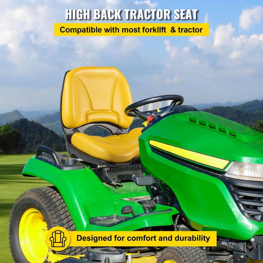 VEVOR Universal Tractor Seat Industrial High Back PVC Lawn  Garden Mower Seat Replacement Steel Frame Forklift Seat in Yellow GBZYHSYJZTRACOHQNV0