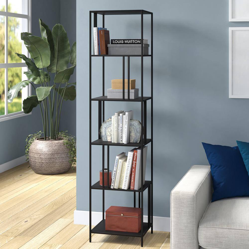 MeyerCross Ernest 76 in. Blackened Bronze 5-Shelf Standard Bookcase BK0995