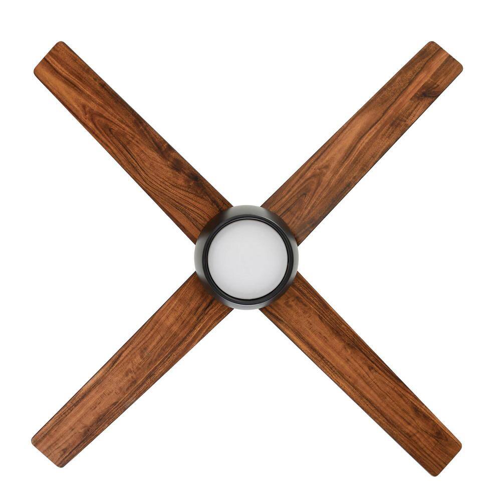 Hampton Bay Havenstone 52 in. Integrated LED Indoor Matte Black Ceiling Fan with Light and Remote Control YG763-MBK