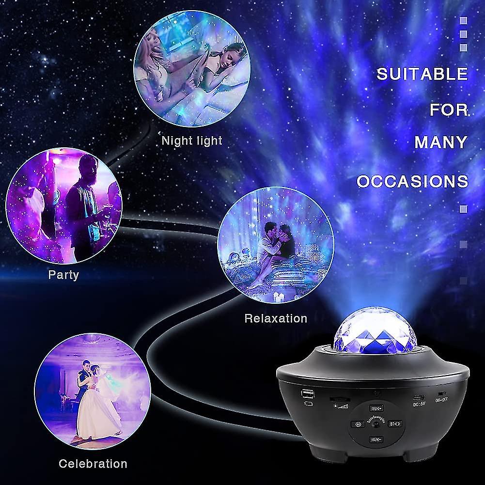 Led Projector Lights - Ocean Wave Sky Night With Music Speaker，acsergery Sound