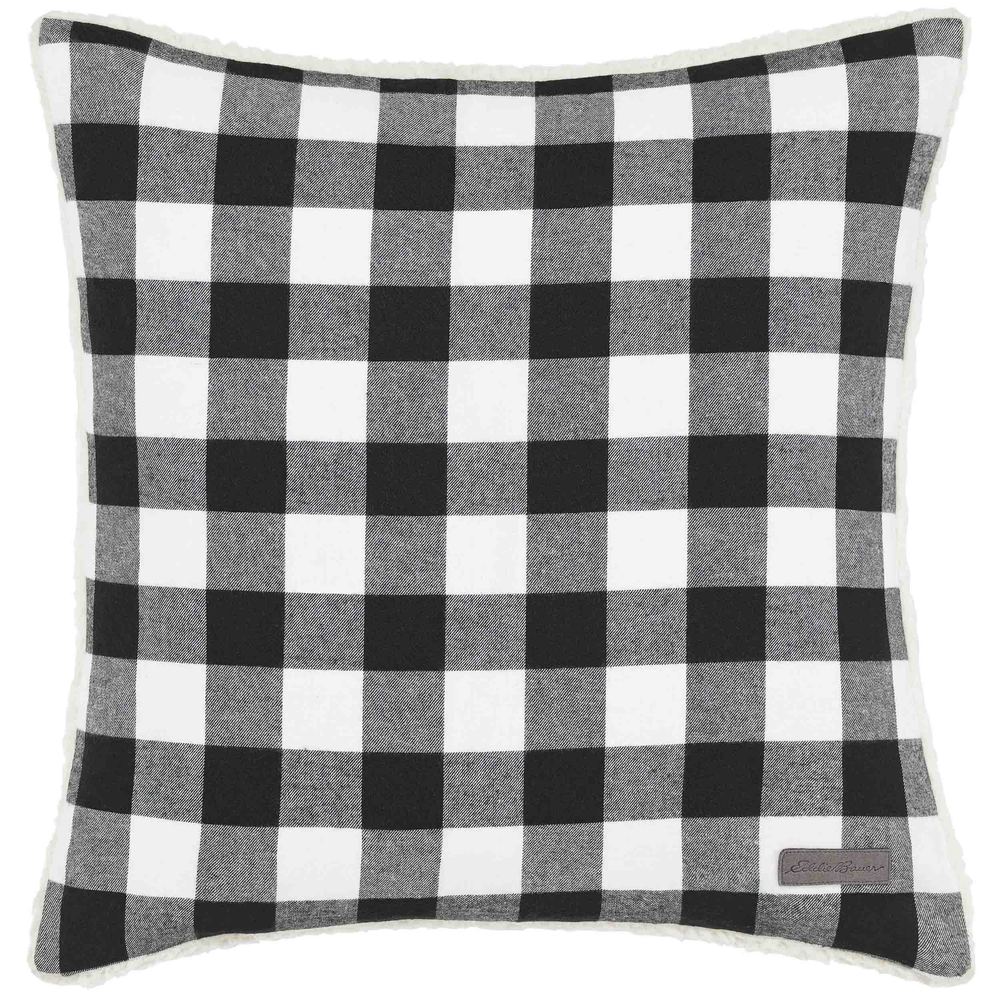 Eddie Bauer Cabin Plaid Black   White Throw Pillow