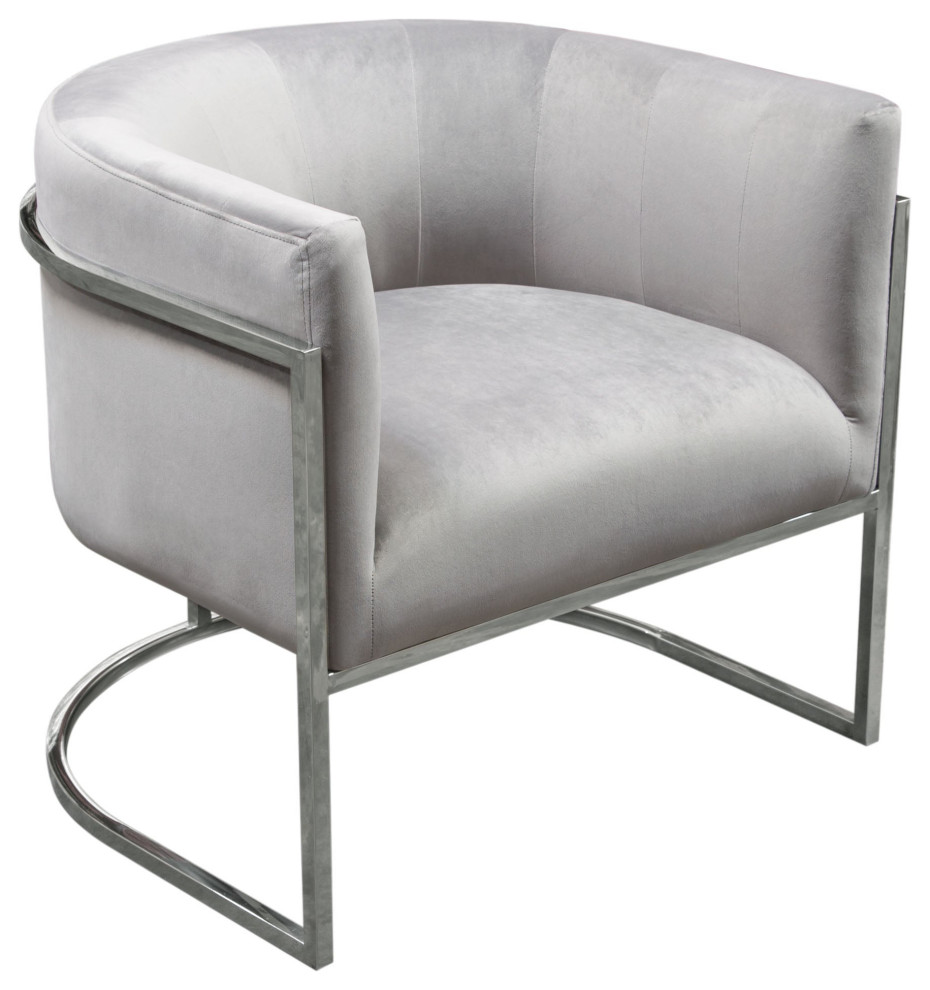 Pandora Accent Chair With Stainless Steel Frame  Gray Velvet   Contemporary   Armchairs And Accent Chairs   by AMOC  Houzz