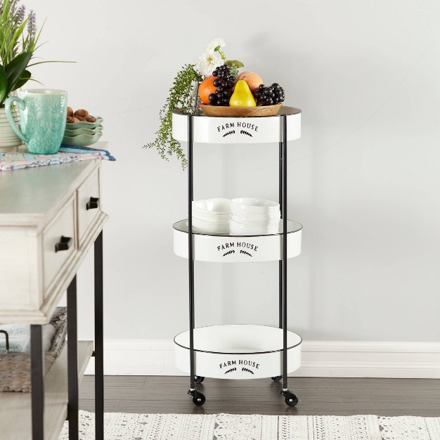 34 X 16 Farmhouse Metal Storage Cart White Olivia amp May