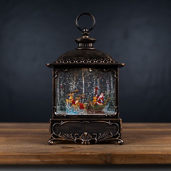 12.25 LED Lighted Santa Sleigh Christmas Lantern Snow Globe