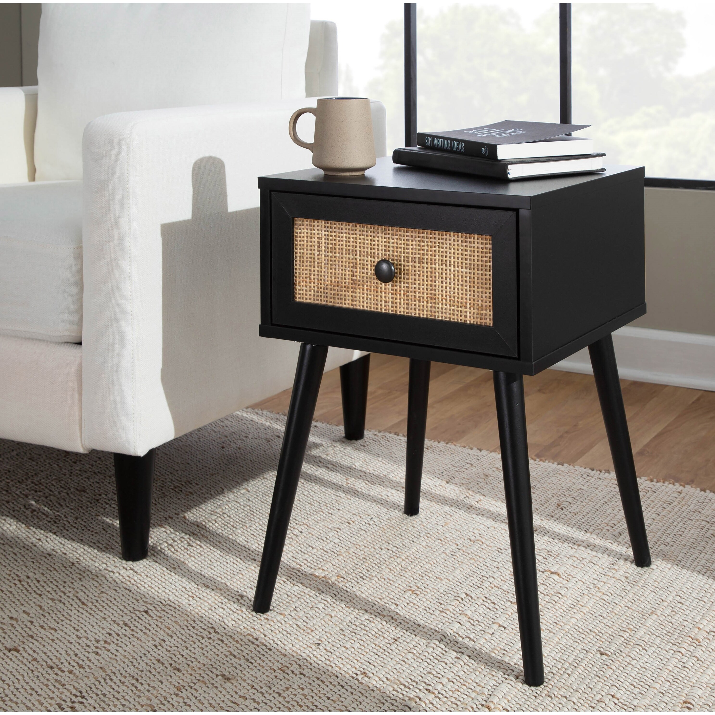 Ailani Side Table with Rattan Accent