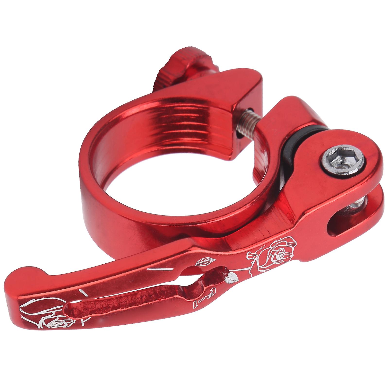 31.8mm Bike Seat Clamp Aluminum Alloy Quick Release Mountain Road Bike Seatpost Clampred