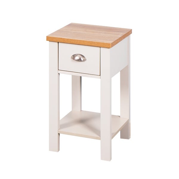 Wooden Side Table， Floor-standing Storage Table with a Drawer