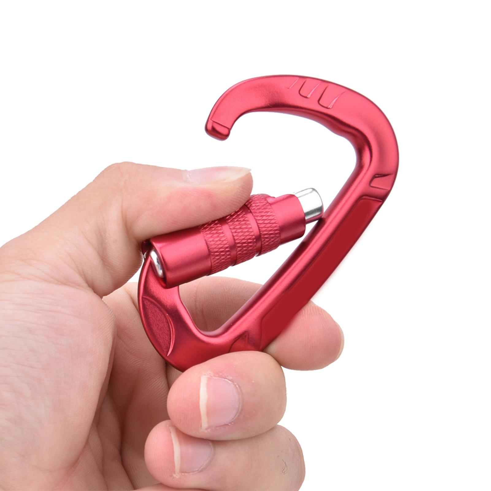 1 Pcs 7075 Aerospace Aluminum 12kn D Shaped Buckle Carabiner Clip Outdoor Safety Accessoryred