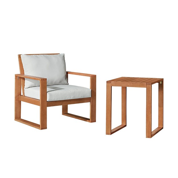 Grafton 2pc Eucalyptus Wood Outdoor Set With Chair amp Table Natural Alaterre Furniture