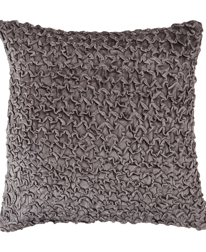 Saro Lifestyle Smocked Velvet-Like Decorative Pillow， 20 x 20