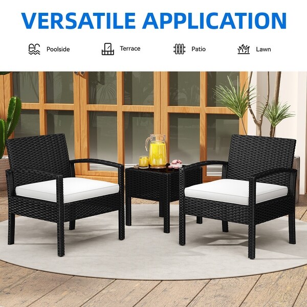 Moasis Black 3Piece Outdoor Patio Furniture Wicker Bistro Set