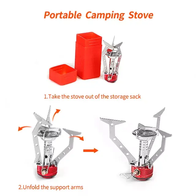 High quality Portable Mini  outdoor camping gas stove Hiking cooking burner Backpacker Cook Stove lighter stove for camp popular