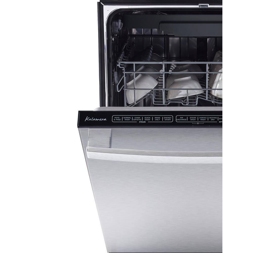 Kalamera 24 in. Top Control Mat Silver Built-in Smart Dishwasher with Finger Print-Resist and Energy Star KWM-2414H