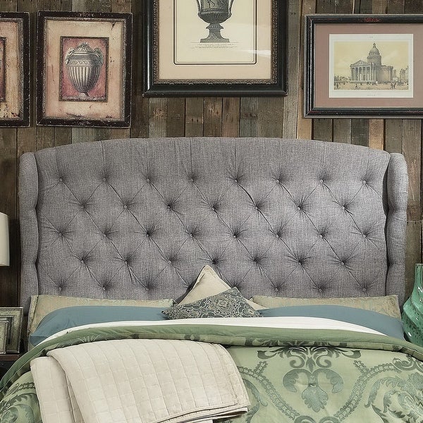 Moser Bay Furniture Feliciti Tufted with Wings Upholstery Headboard， Queen Size， Grey - - 10586561