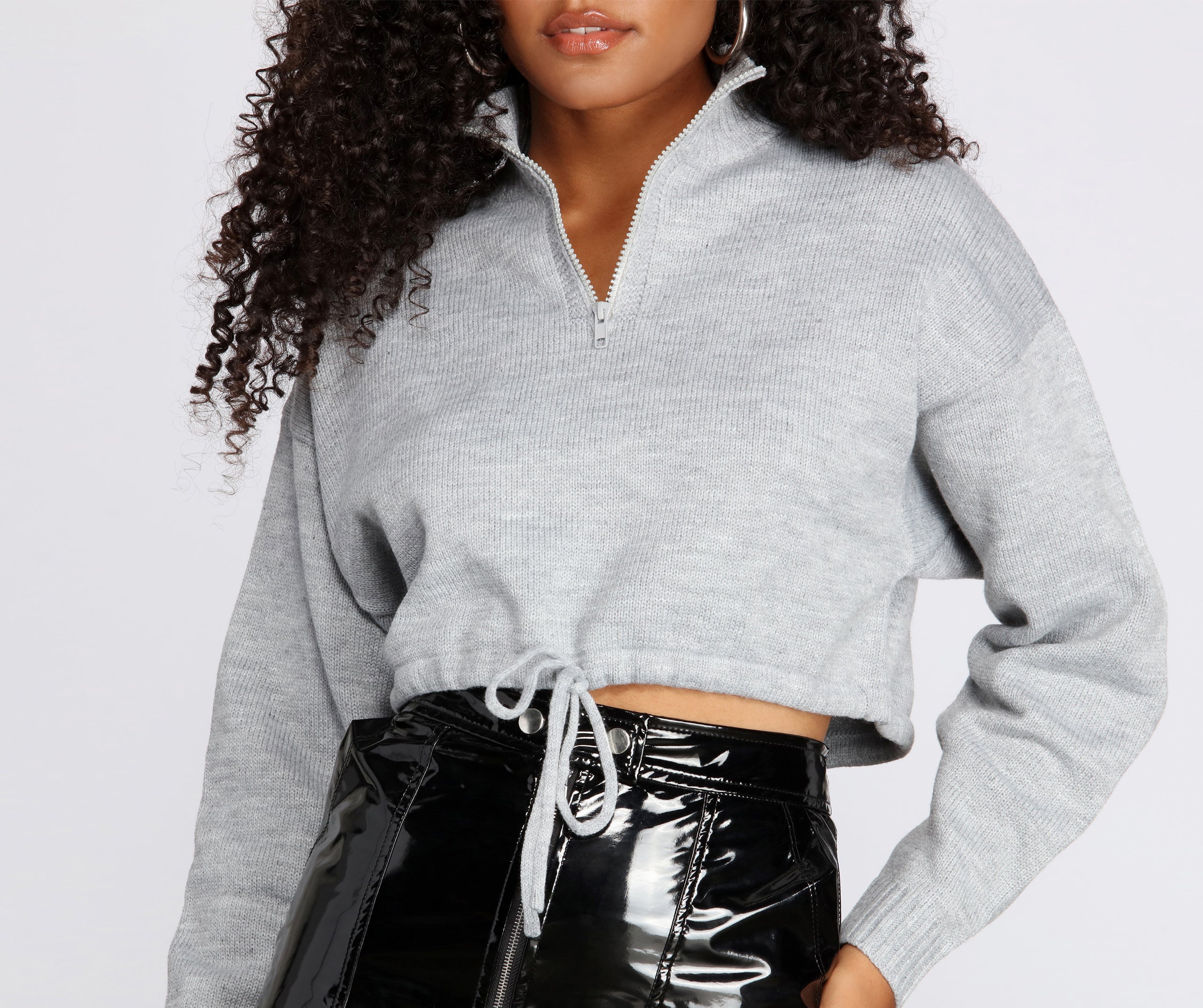 Winter Vacay Mock Neck Cropped Sweater