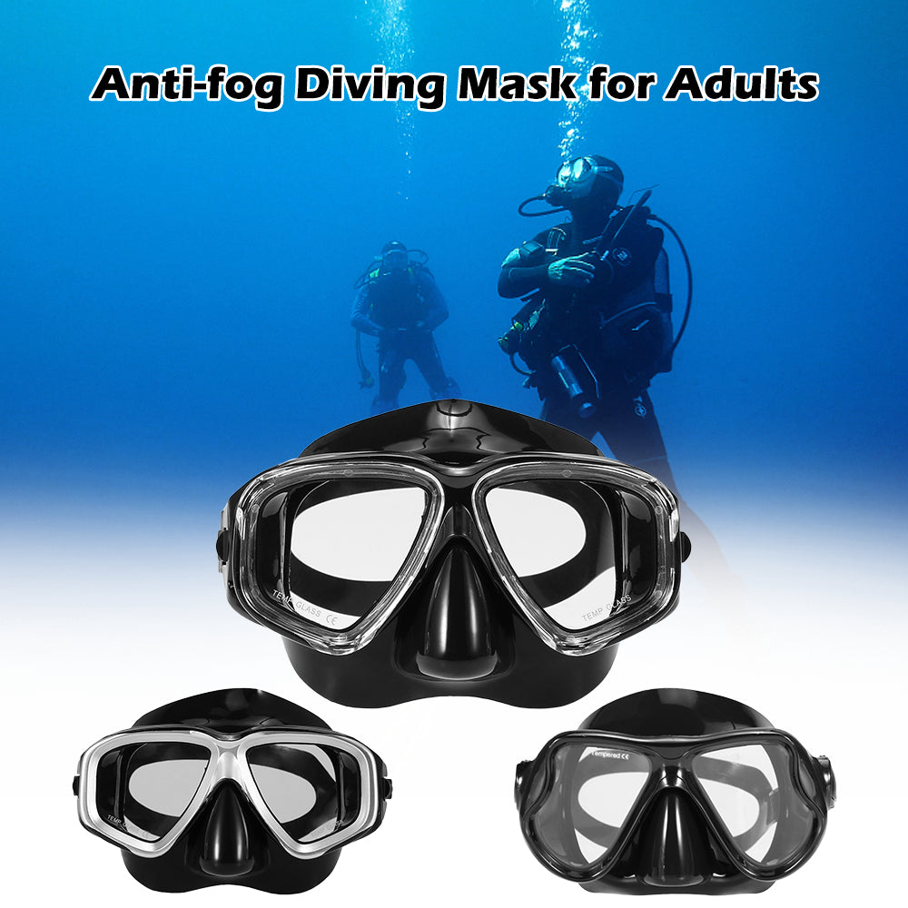 Lixada Adults Freediving Mask Anti-Fog Diving Snorkeling Swimming Mask Tempered Glass Lens Goggles Men Women