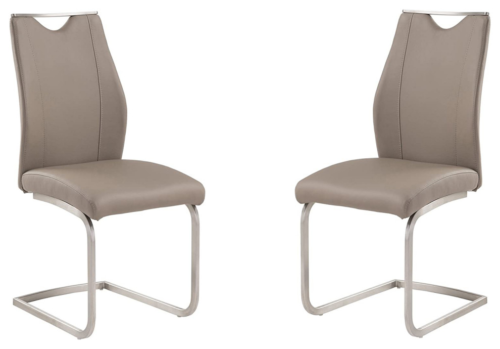 Set of 2 Dining Chair  Stainless Steel and Padded Faux Leather Seat   Transitional   Dining Chairs   by Decorn  Houzz